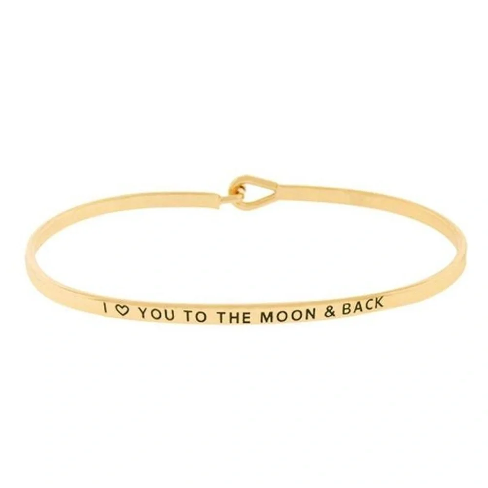 I LOVE YOU TO MOON AND BACK MESSAGE BRACELET  GOLD